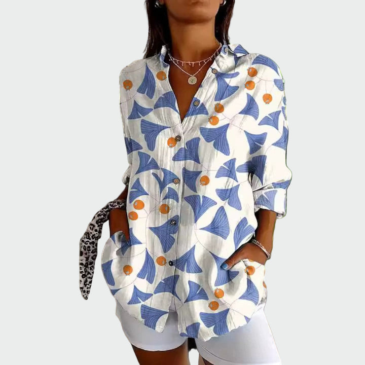 Stilfuld bluse med blomsterdesign
