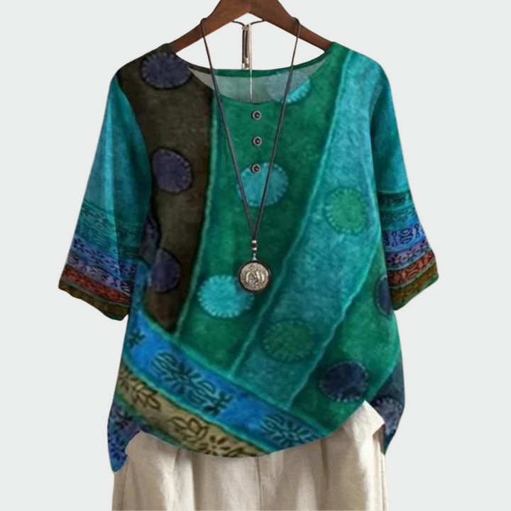 Blød bluse med kunstnerisk design