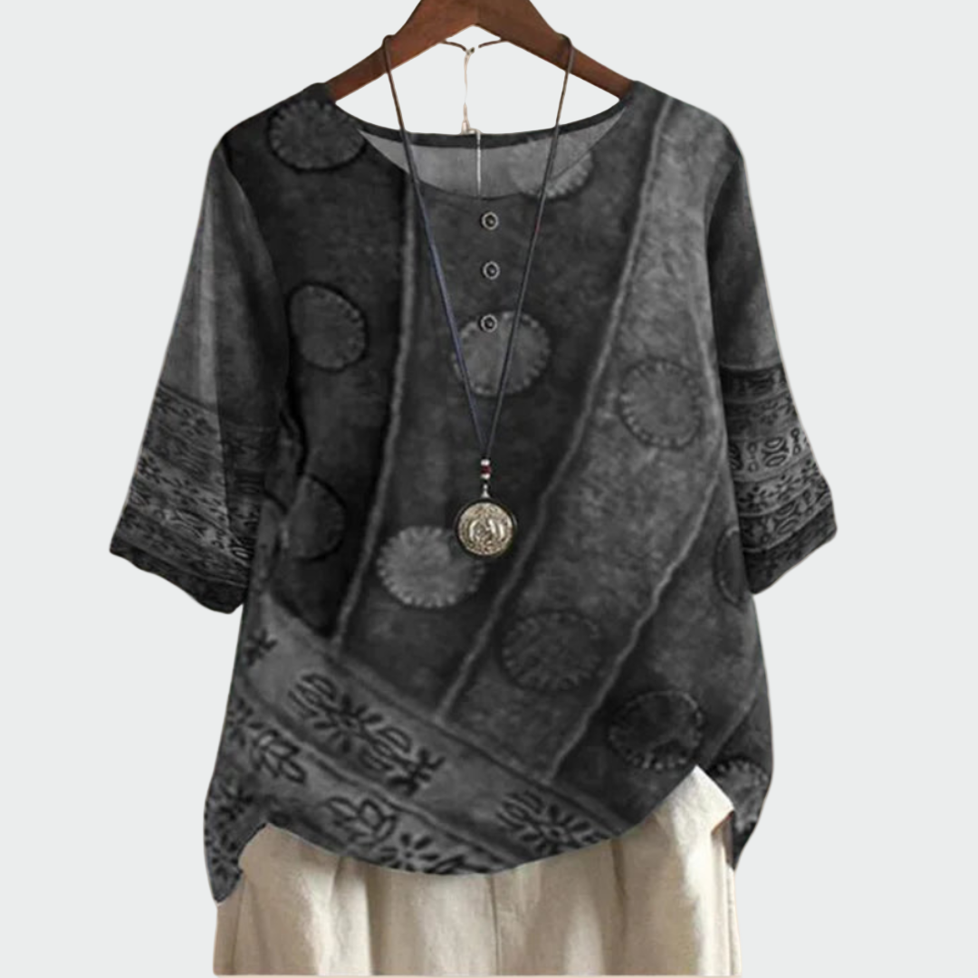 Blød bluse med kunstnerisk design