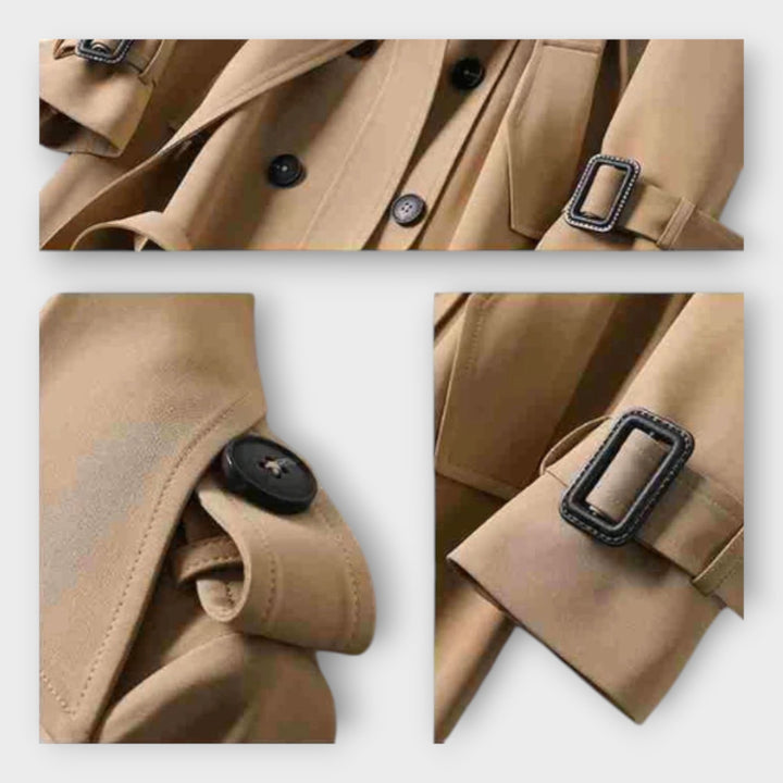 Klassisk Lang Trench Coat med Bælte
