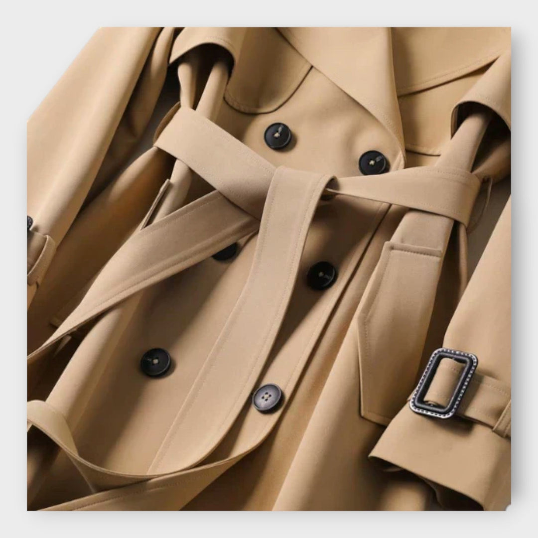 Klassisk Lang Trench Coat med Bælte
