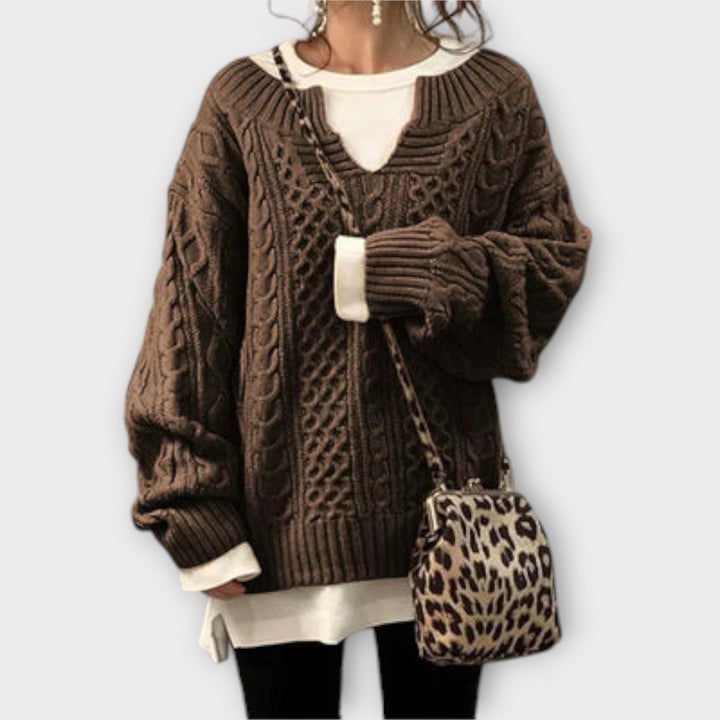 Lili - Oversized strikket sweater med flettet design