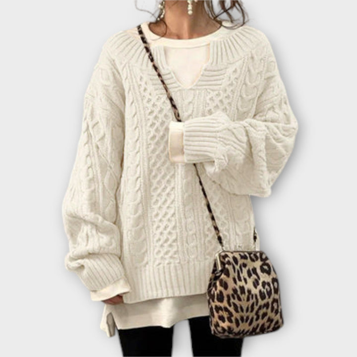 Lili - Oversized strikket sweater med flettet design