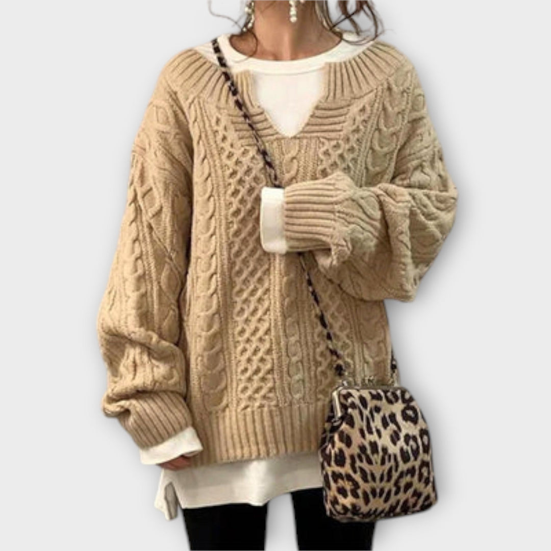 Lili - Oversized strikket sweater med flettet design