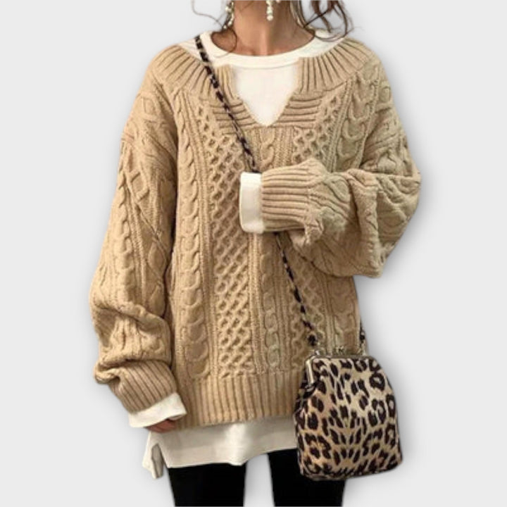 Lili - Oversized strikket sweater med flettet design