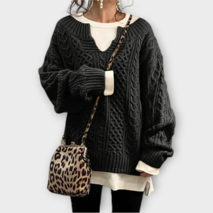 Lili - Oversized strikket sweater med flettet design