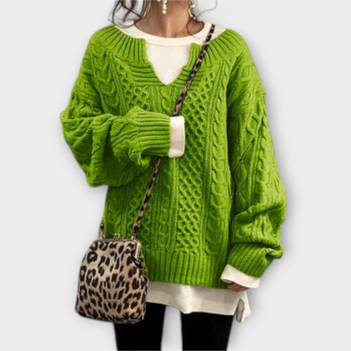 Lili - Oversized strikket sweater med flettet design