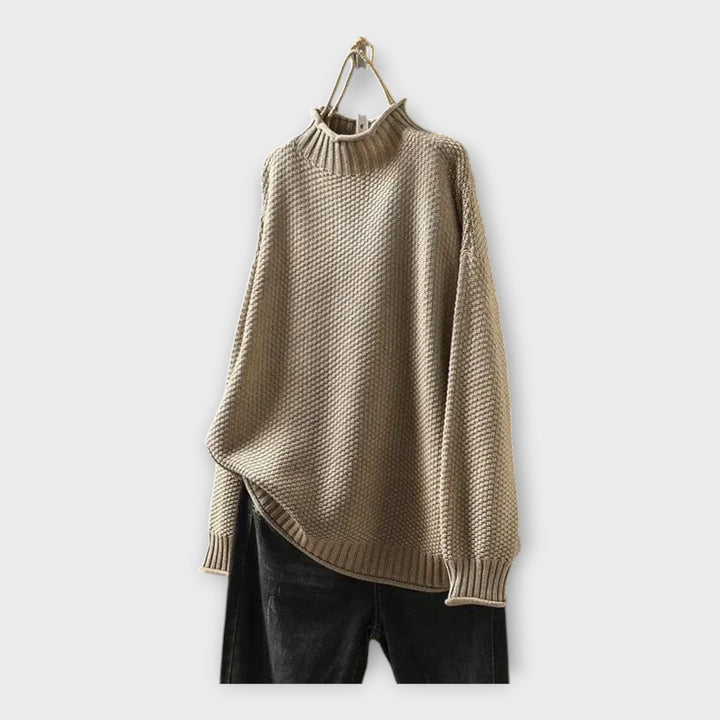 Strikpullover med Høj Krave