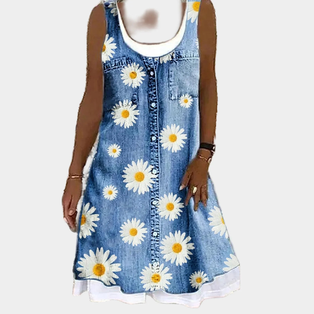 Blodt og elegant denimkjole
