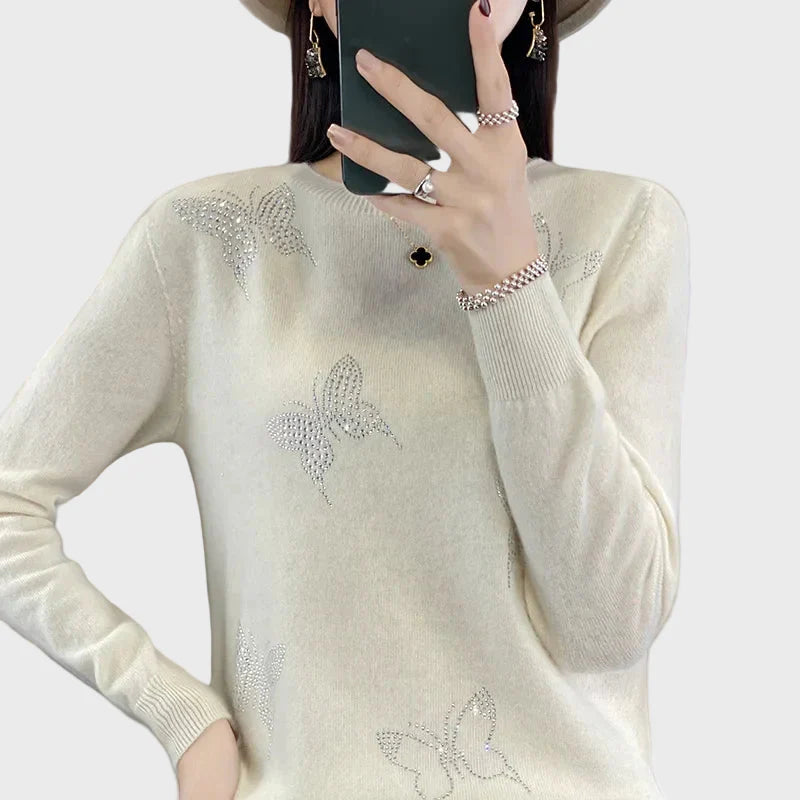 Strikket Turtleneck med Sommerfuglemønster