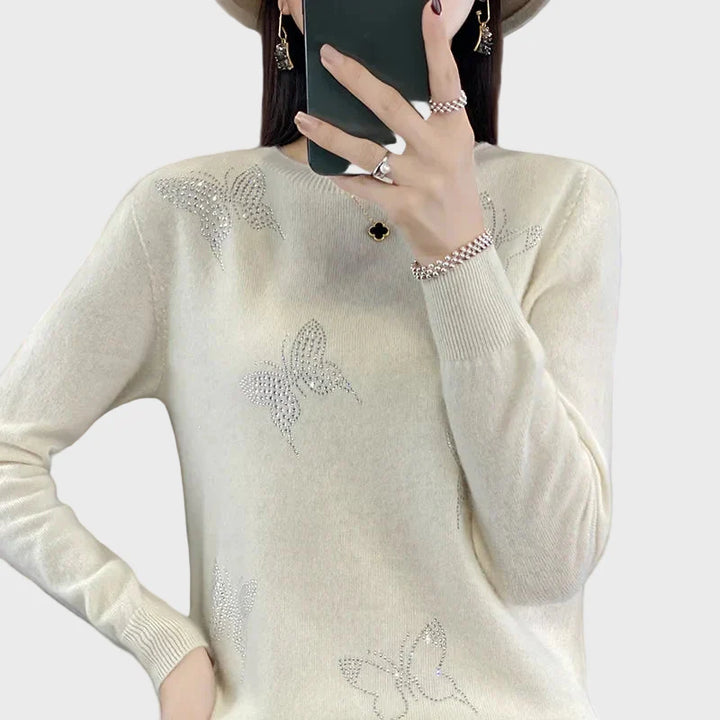 Strikket Turtleneck med Sommerfuglemønster