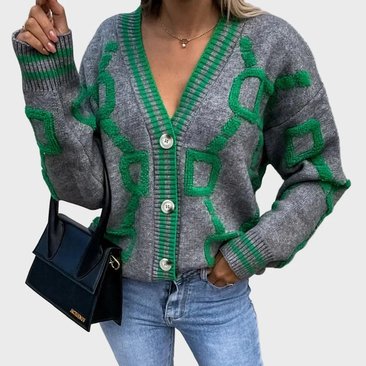 Moderne Strikket Vest med Geometrisk Mønster