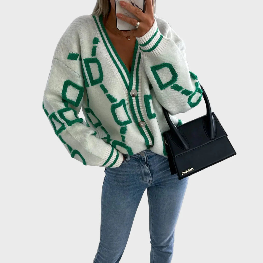 Moderne Strikket Vest med Geometrisk Mønster