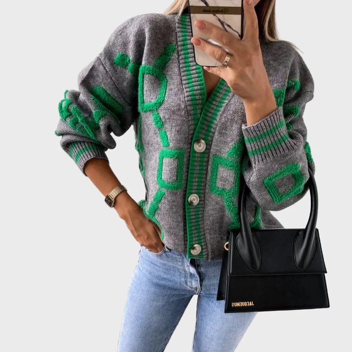 Moderne Strikket Vest med Geometrisk Mønster