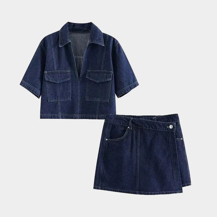 Jeanssæt med V-udskæring