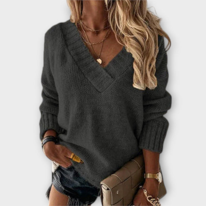 Jane - Komfortabel V-hals Sweater
