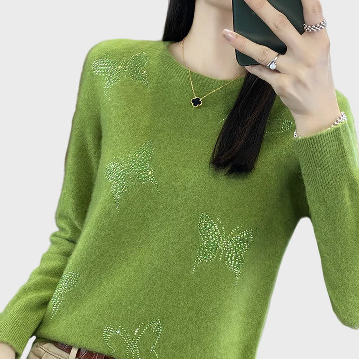 Strikket Turtleneck med Sommerfuglemønster
