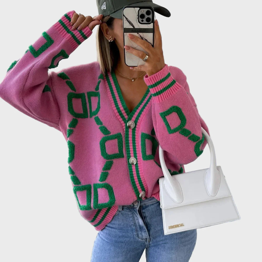 Moderne Strikket Vest med Geometrisk Mønster