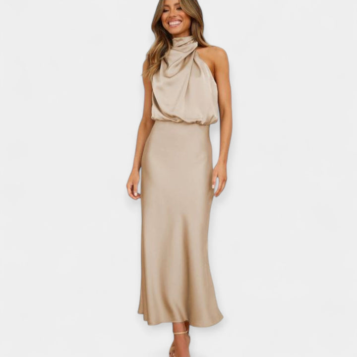 Maxikjole med off-shoulder