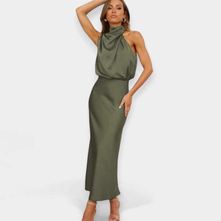 Maxikjole med off-shoulder