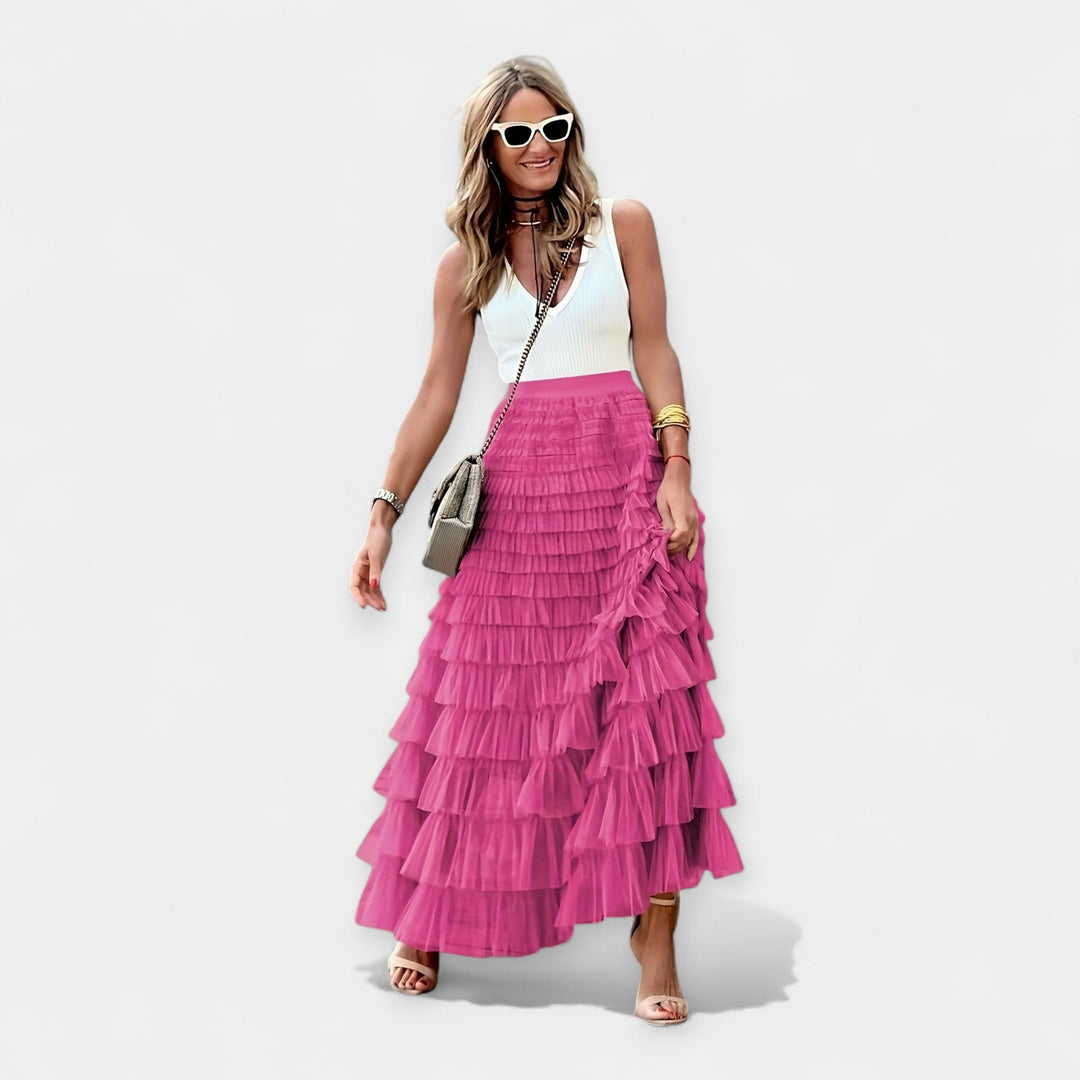 Boho Nederdel med Net Satin Kant