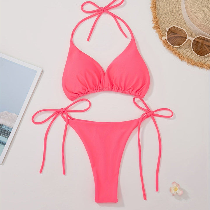 Bikini med Halterneck og V-Skæring