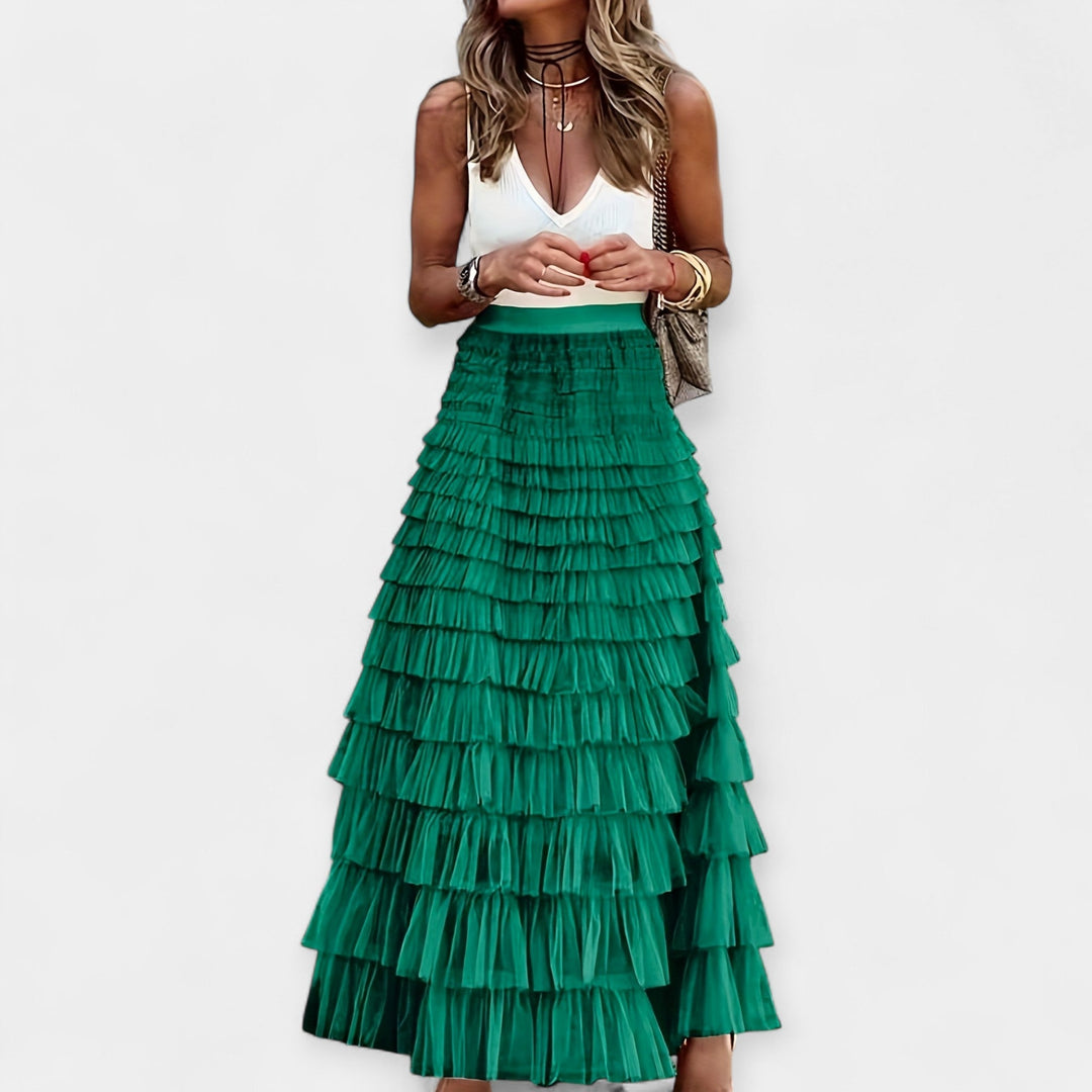 Boho Nederdel med Net Satin Kant