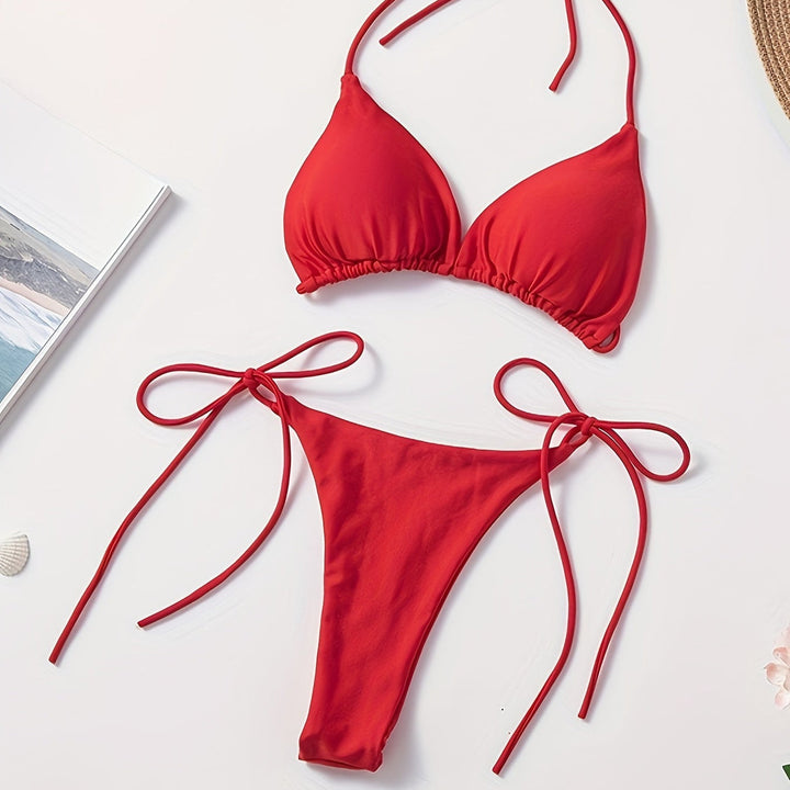 Bikini med Halterneck og V-Skæring
