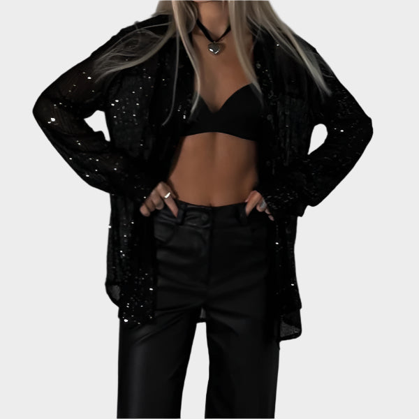 Glitrende bluse til fest