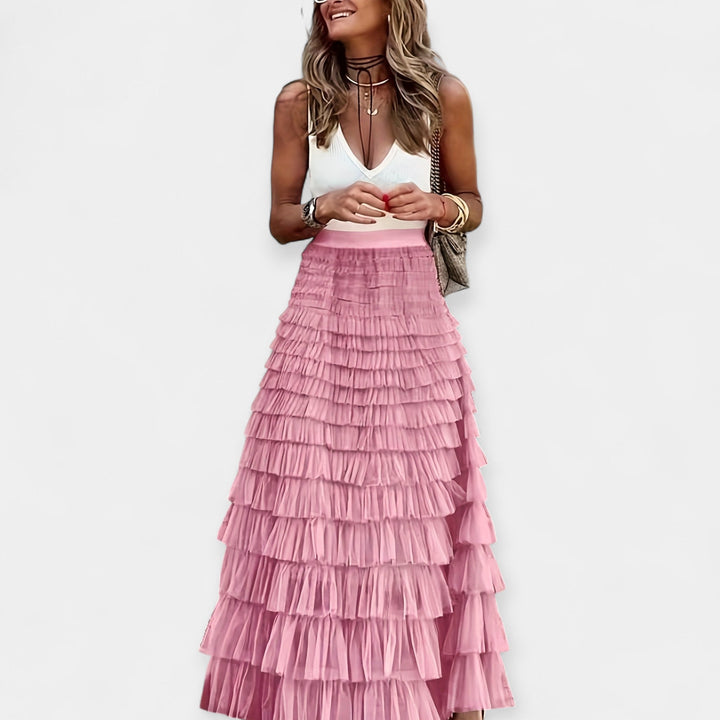 Boho Nederdel med Net Satin Kant