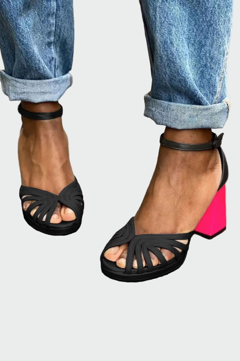 Sandaler med tofarvet hæl