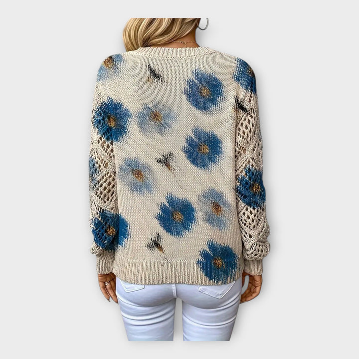 Strikket Bluse med Blonde Detaljer