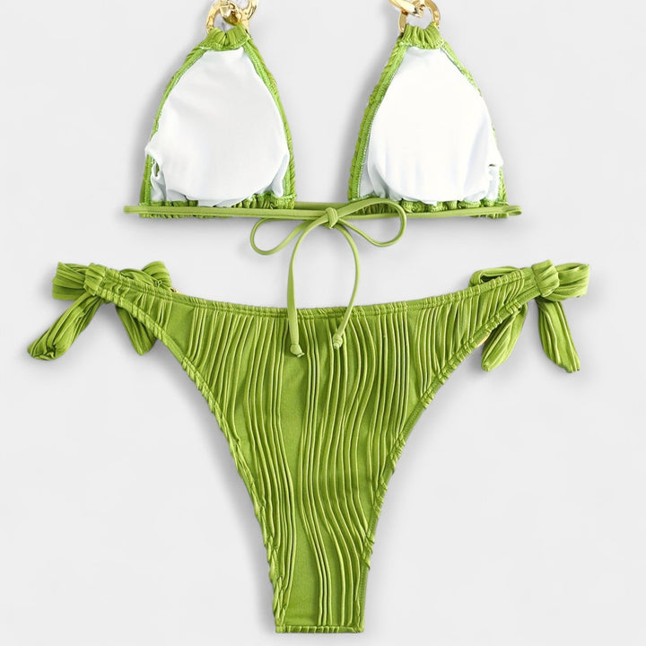Stribet Bikini Sæt med Sømme