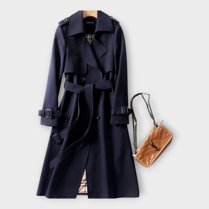 Klassisk Lang Trench Coat med Bælte