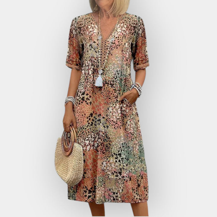 Blomster Midi Kjole med Stil