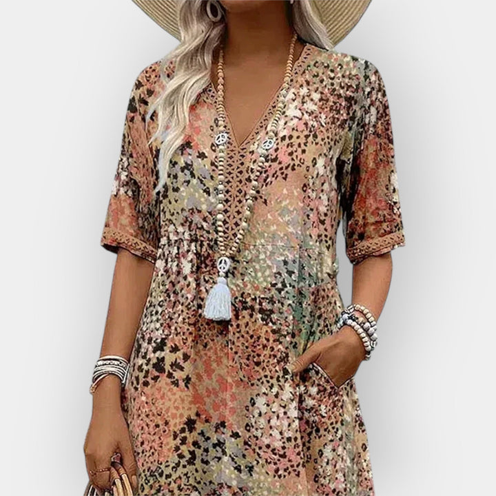 Blomster Midi Kjole med Stil