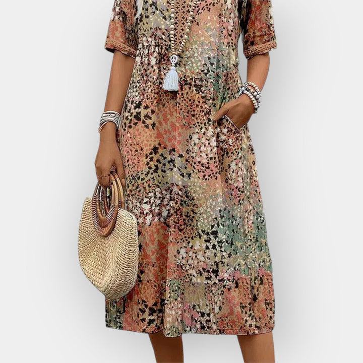 Blomster Midi Kjole med Stil
