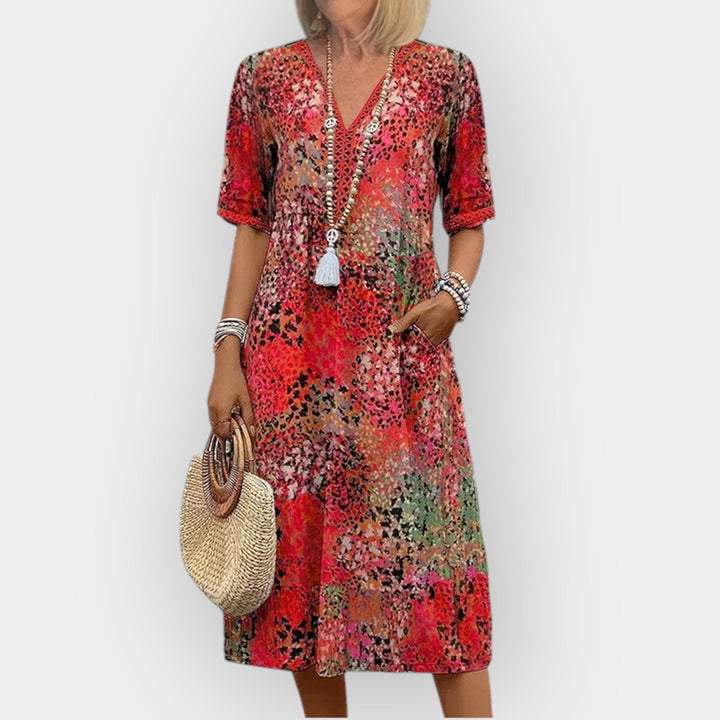 Blomster Midi Kjole med Stil