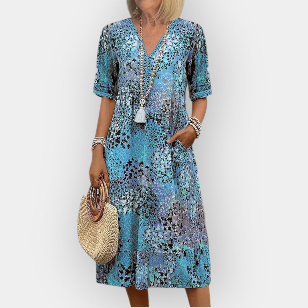 Blomster Midi Kjole med Stil