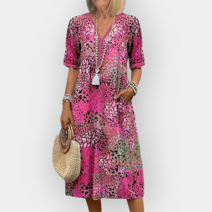 Blomster Midi Kjole med Stil