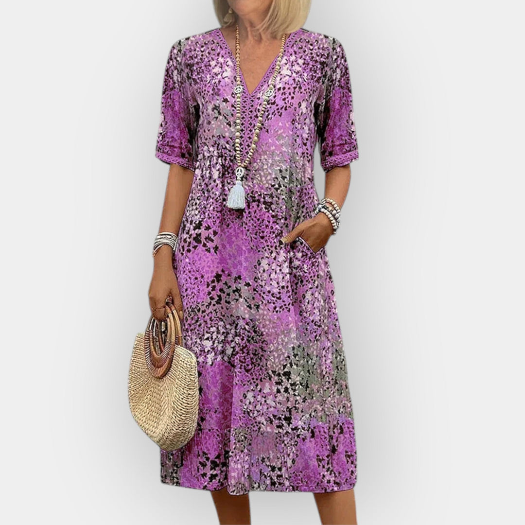 Blomster Midi Kjole med Stil