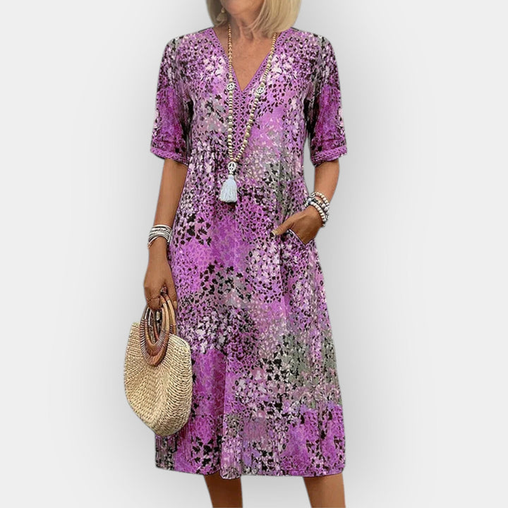 Blomster Midi Kjole med Stil
