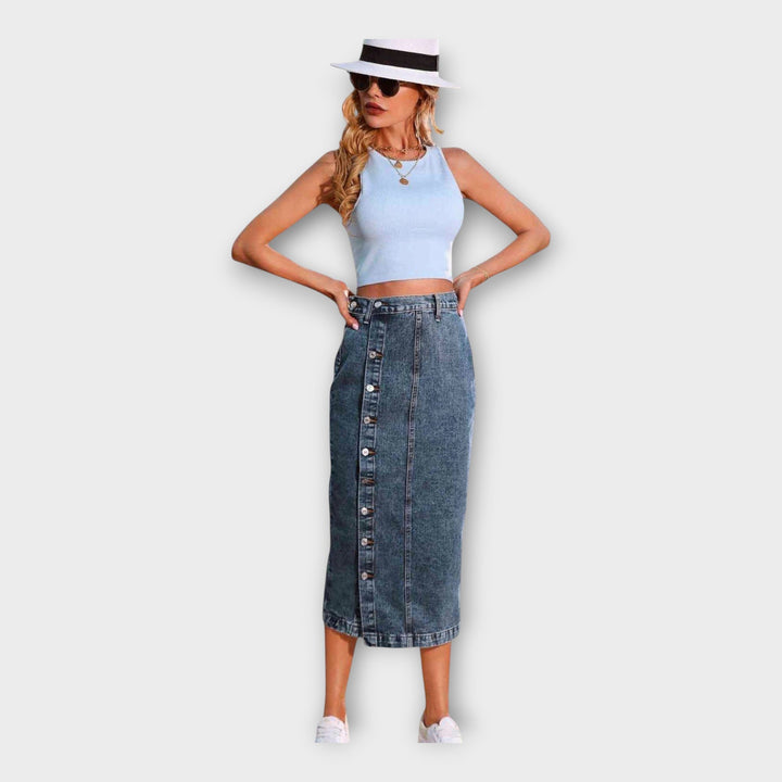 Maxi Nederdel med Knapper