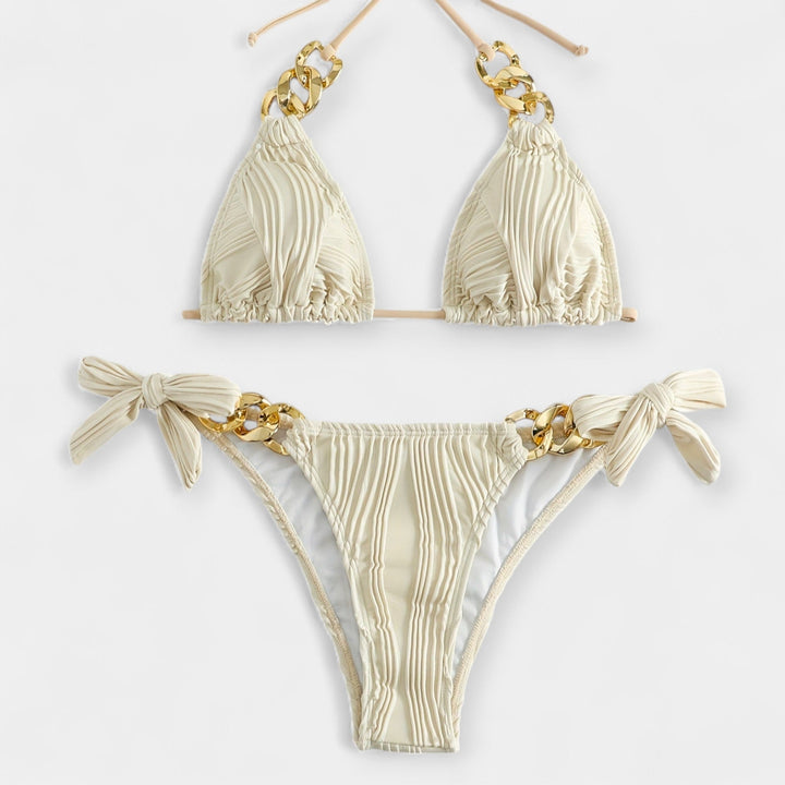 Stribet Bikini Sæt med Sømme