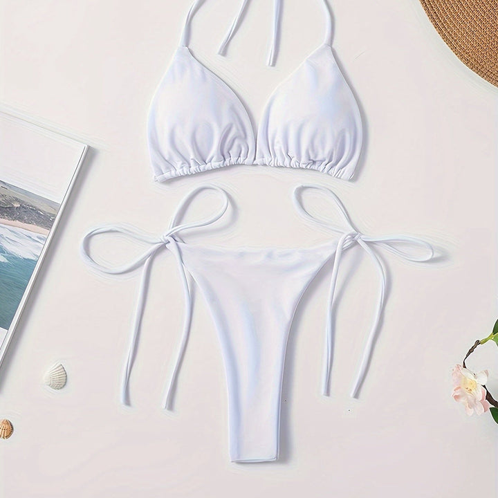 Bikini med Halterneck og V-Skæring