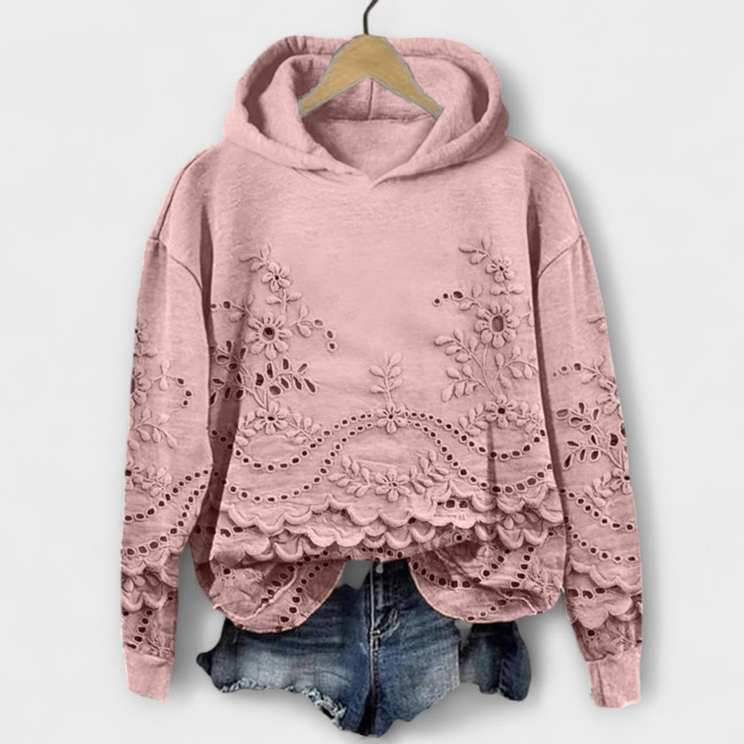 Grace – Vintage hættetrøje med blomsterdesign