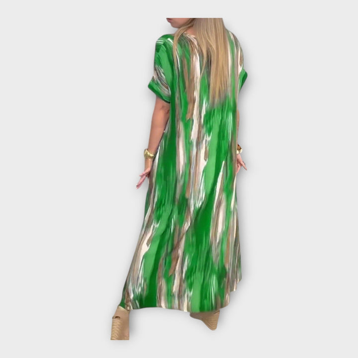 Lang Kaftan med V-udskæring og Bredde Ærmer