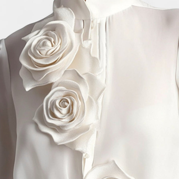 Bluse med 3D Rosen 