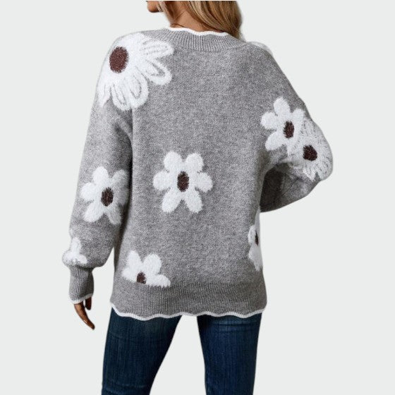 Alma – Elegant V-hals bluse med blomster­mønster