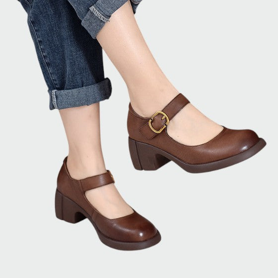 Olivia - Chunky-Hæl Spænde Mary Jane Sko